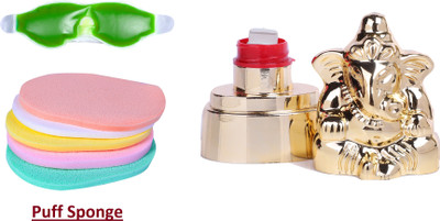PINNER Combo Puff Sponge , ganesh Kumkum Maroon and Eye Mask(3 Items in the set)
