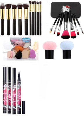 toroka New Combo of Makeup Brushes, Eyeliner and Makeup Sponge(24 Items in the set)