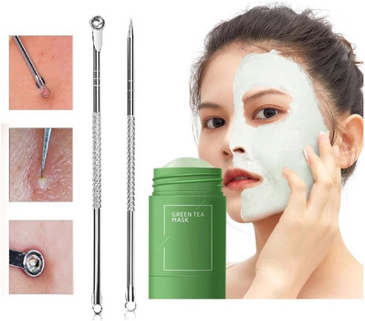 tanvi27 Green Tea Clay Stick Mask or Black Head & White Head Remover Multi Steel Needle(3 Items in the set)