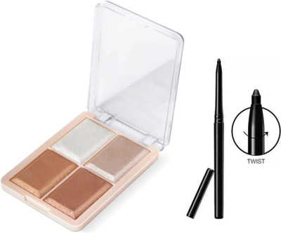 BLUEMERMAID DRAMATIC JET BLACK CRAYON KAJAL WITH MULTI-COLOR HIGHLIGHTER PELLET FOR WOMEN(2 Items in the set)