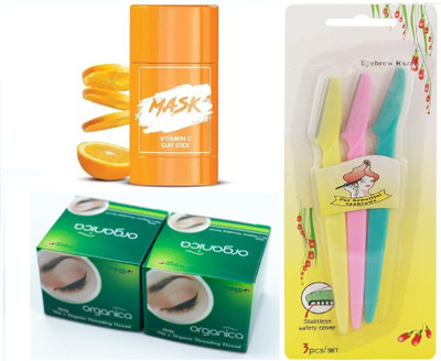 ROODILES Face Combo Pack: Eyebrow Thread, Face Razor & Vitamin C Orange Face Mask - Beauty Kit(6 Items in the set)