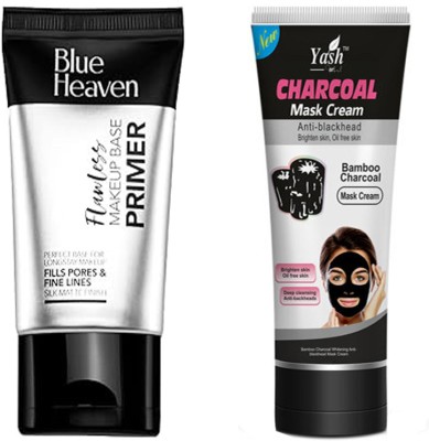 BLUE HEAVEN Flawless Makeup Base Primer (30gm) & Bamboo Charcoal Mask Cream (130gm)(2 Items in the set)