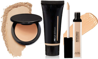 THTC Perfect long lasting foundation & full coverage concealer with oil free compact powder combo kit(3 Items in the set)