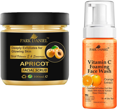 PARK DANIEL Apricot Scrub & Vitamin C Face Wash For Blackheads Removal Combo Pack of 2 (250 ML)(2 Items in the set)