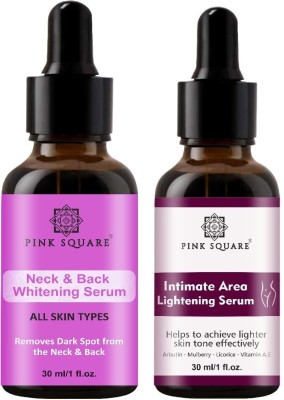 Pink Square Neck and Back Whitening Serum - Remove Dark Spots & Intimate Area Lightening Serum (Each,30ml) Combo of 2(2 Items in the set)