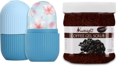 feelhigh Ice Roller-10ml -multicolor -With coffee scrub -500ml(2 Items in the set)