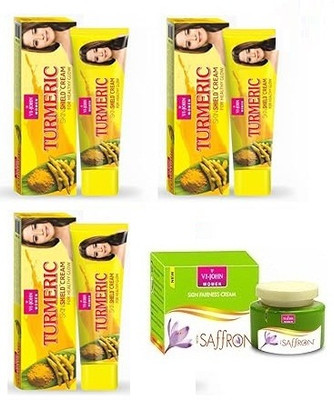 VI-JHON Women Turmeric Skin Shield Cream , Saffron Skin Organic Fairness Cream(4 Items in the set)