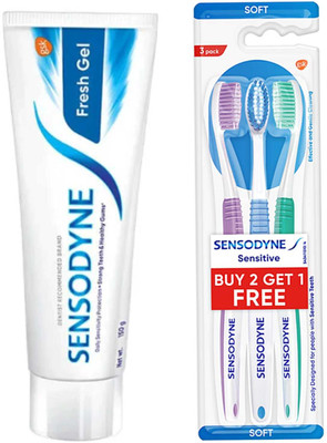 Sensodyne FRESH GEL TOOTHPASTE 150G + TOOTHBRUSH 2 IN 1(2 Items in the set)