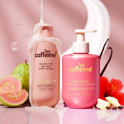 mCaffeine Guava Tini Body Wash & Sweet Escape Body Lotion | Glycolic Acid, Niacinamide(2 Items in the set)
