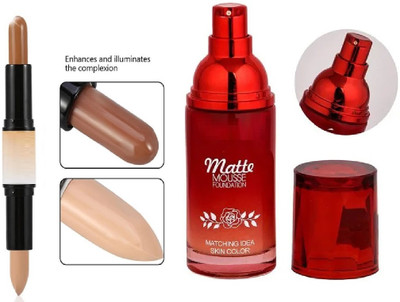 Neycare matte finish fouandtion full coverage perfect look with contour stick all skin tone pack of 2 itmes(2 Items in the set)