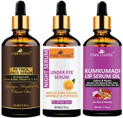 PARK DANIEL Retinol Face Serum & Kukumadi Lip Serum Oil & Under Eye Serum (Each, 30ml)(3 Items in the set)