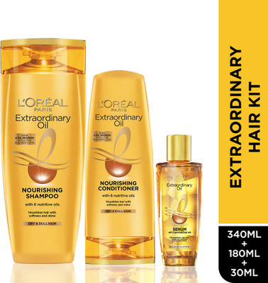 L’Oréal Paris Extraordinary Oil Shampoo (340 Ml) + Conditioner (180 Ml) + Serum (30 Ml) (3 Items In The Set) For Rs. 518 @ 50 %