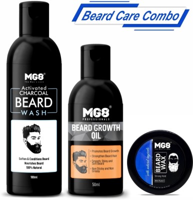 MG8 Beard Care Combo(Beard wash 100ml+Beard oil 50ml+Beard Wax 80g)(3 Items in the set)