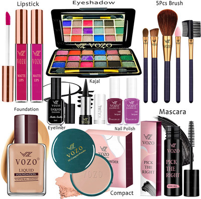 VOZO Makeup Combo Kit One-stop Beauty Package for Professionals 349(15 Items in the set)