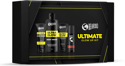BEARDO Ultimate Glow up Kit | Ultraglow Face Wash, Body Wash & Face Cream and Men Deo(4 Items in the set)