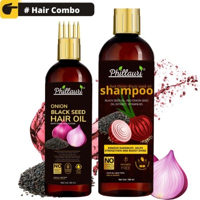 Phillauri Hair Regrowth Combo (Onion Shampoo, 100 ml + Onion Hair oil, 60ml)  (2 Items in the set)