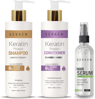 SEVAEN Keratin Shampoo With Keratin Conditioner and Professional Hair Serum(3 Items in the set)