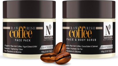NutriGlow NATURAL'S Coffee Face Pack (100gm) & Coffee Face & Body Scrub (100gm ) for Deep Exfoliation(2 Items in the set)
