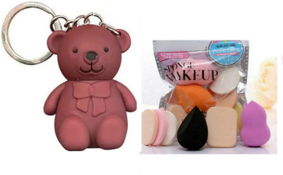 ghorela g 1 Teddy Bear Keychain Matte Velvet Lipstick + 7-in-1 Puff Blender Set (Pack of 2)(1 Items in the set)