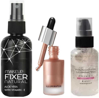 mkldsrh waterproof primer with make up fixer with face highlighter for face make up kit(3 Items in the set)