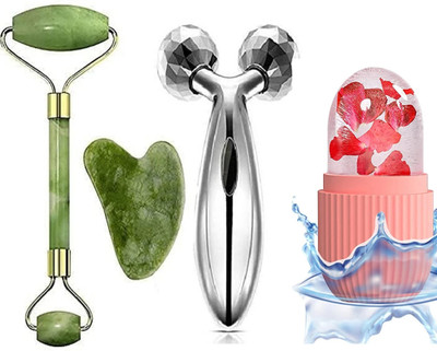Piru Complete Facial Massage Kit – Jade Roller, Ice Roller & 3D Face Massager(3 Items in the set)