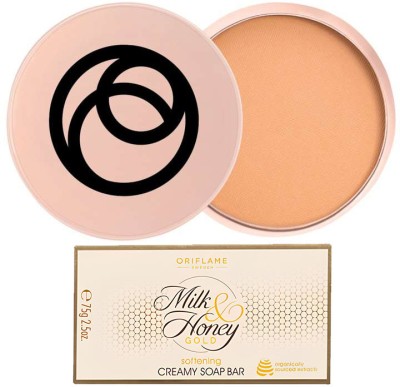 Oriflame ONCOLOUR OnColour Face Powder 20 g ( Natural ) with MILK & HONEY GOLD Softening Creamy Soap Bar 100 g(2 Items in the set)