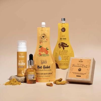Nat Habit Brightening & Detan Turmeric Combo | 5-in-1 Skin and Body Care Kit(5 Items in the set)