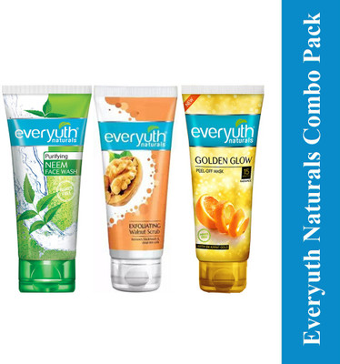 Everyuth Naturals Neem Face Wash (50g), Walnut Scrub (50g), Golden Glow Peel off Mask (50g)(3 Items in the set)