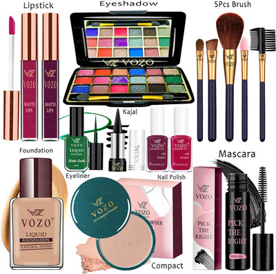 VOZO Makeup Combo Kit One-stop Beauty Package for Beginners and Professionals 215(15 Items in the set)