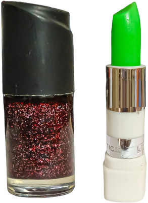 Luipui MAROON SPARKLE NAIL POLISH AND PINK LIPGLOSS(1 Items in the set)