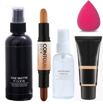 Latixmat FOUNDATION,MAKEUP BASE PRIMER,2 IN 1 CONCEALER STICK,MAKEUP SETTING FIXER & MAKEUP BLENDER(5 Items in the set)