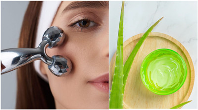 Latixmat 3D Shape Face Roller Massager & Aloe Vera Moisturizing Massage Gel(2 Items in the set)