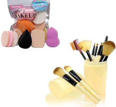 FRIPPE makeup brush set of 12pc with beauty blender and beauty sponge(2 Items in the set)