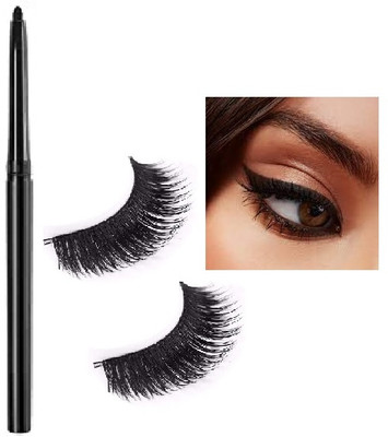 Libline Fake Eyelashes With Glue Set & Water Proof, Smudge Proof Kajal(2 Items in the set)