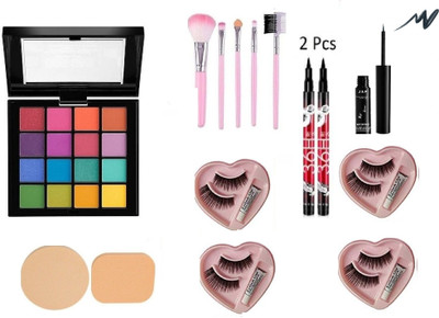 J & F 16 Color Eyeshadow Palette, 36Hours Eyeliner*2 , 5 Pcs Makeup Brush(6 Items in the set)
