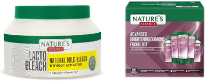 Nature's Essence Lacto Bleach 100ml & Brightening Diamond Facial Kit 452gm(2 Items in the set)