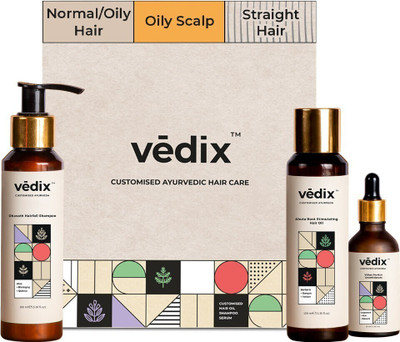 Vedix Normal/Oily Hair - Oily Scalp & Straight Hair - Ayurvedic Hair Care(3 Items in the set)
