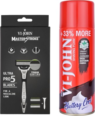 VI-JOHN Red Shaving Foam Speical Moisturizing Formula and MasterStroke Ultra Pro 5 Blades Razor(1 Items in the set)