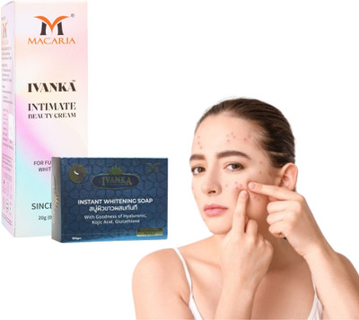 MACARIA Ivanka Intimate Beauty Acne Remover Cream For Men & Women + Goree Skin Whitening Soap For Women(2 Items in the set)