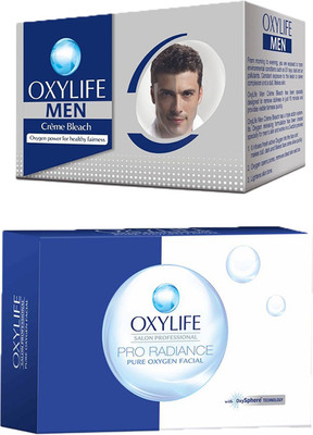 Oxylife Men Bleach Creme 150gm & Salon Professional Pro Radiance Pure Oxygen Facial Kit 50gm(2 Items in the set)