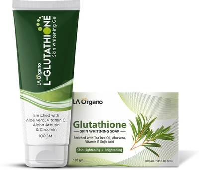 LA Organo L- Glutathione Gel & Tea Tree Soap for Skin Whitening, Brightening & Anti Aging(2 Items in the set)