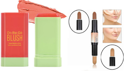 nn Cream Blush Stick for Cheeks & Lips Makeup With Contour Highlight Stick Double-ended Contouring Highlighter(2 Items in the set)