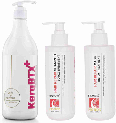 FEZONA KeraBTX Keratin 1 lt + Pro Tech Botox Shampoo 250 ml + Pro Tech Botox Mask 250 ml(3 Items in the set)