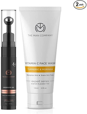 THE MAN COMPANY Face Care Combo Pack with Under Eye Gel and Vitamin C Face Wash – For Men | Hydrates & Brightens (2 Items in the set)
