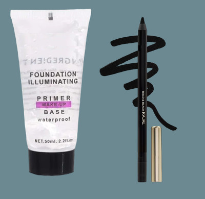 DYSOKAYO PROFESSIONAL MAKE UP LOOK Water proof charcoal black kajal and gel light weight primer(2 Items in the set)