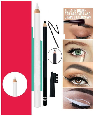 YAWI New And Best Professional Make up Combo White Pencil Kajal With Eye Brow Pencil With Brush For Eye Makeup(2 Items in the set)
