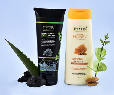 Botinherbs Activated charcoal facewash & Honey Almond Moisturiser(2 Items in the set)