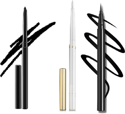 Neycare skecth eyeliner waterproof long lsting easy to use with withite kajal ,black kajal smudge proof perfect eye look(3 Items in the set)