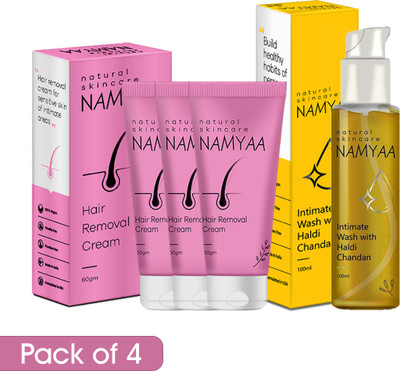Namyaa Intimate Hygiene Care Set-Hair Removing Cream180gm & Haldi Chandan Hygiene Wash 100ml(4 Items in the set)