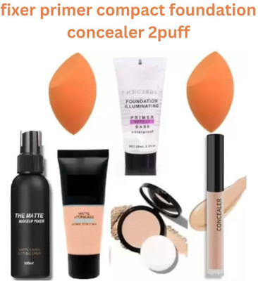 lately MAKEUP COMBO WITH FIXER PRIMER COMPACT FOUNDATION CONCEALER PUFF(7 Items in the set)